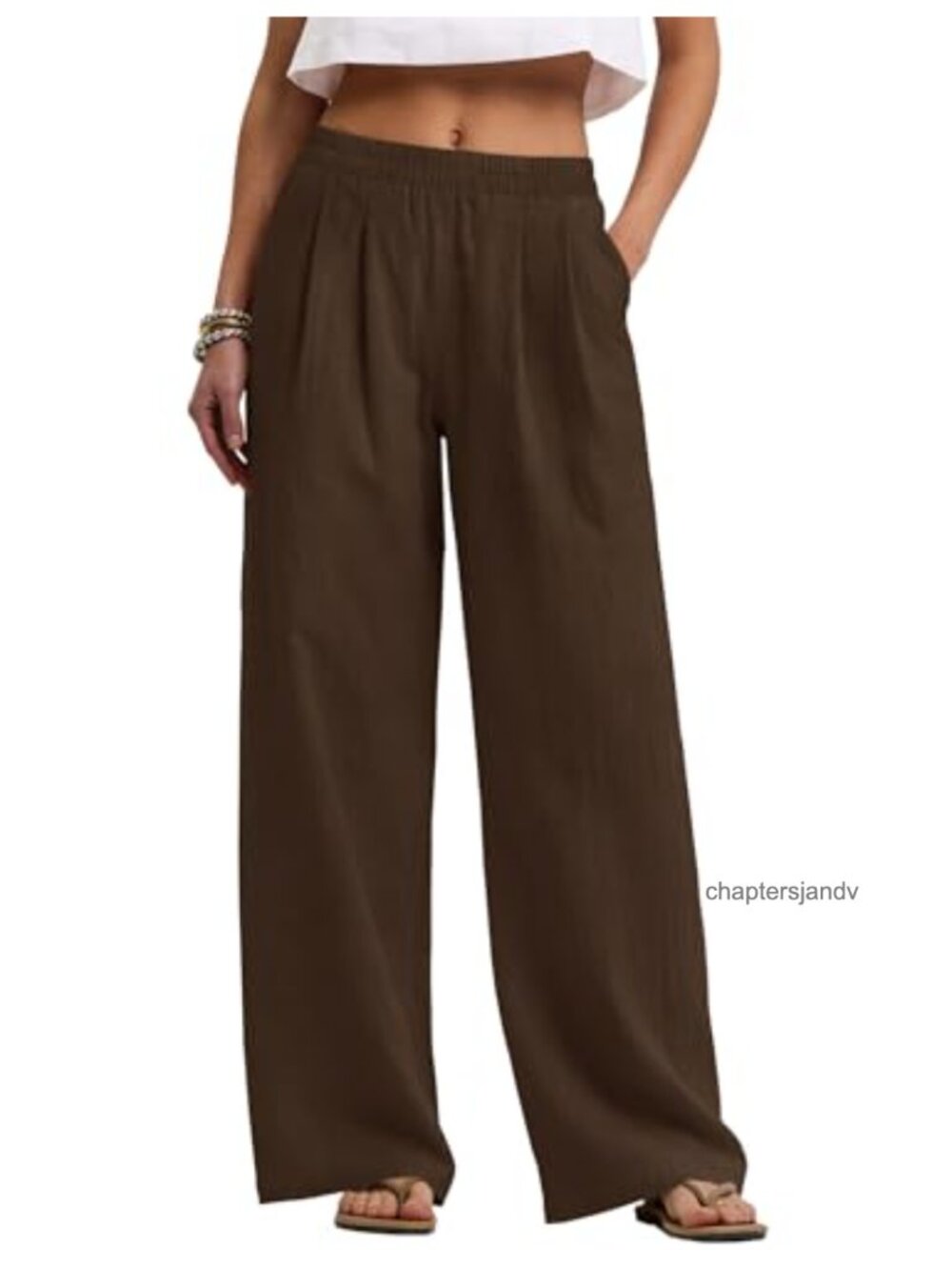 Cotton Linen Wide Leg Palazzo Pull-On Pants
